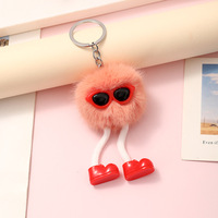 Porte-clés en peluche mignon et lumineux pour sacs à main et sacs à dos pour femmes, pendentif rond moelleux Kawaii durable, cadeau pour filles, accessoires de sac