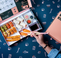 Boîte d'emballage pour sushis écologique en gros, boîte à emporter pour crêpes, gâteaux, pique-niques, papier, restaurant, nourriture, biscuits, avec insert