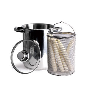 Pot plat en acier inoxydable pour cuisine, assaisonnement, avec passoire à panier - Product Image 1