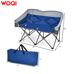 Silla plegable portátil Woqi para acampar al aire libre para dos personas, con marco de aluminio azul, forma ovalada, para uso en jardín. - Product Image 5