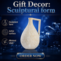 Vase en céramique transparente texturée brute en forme de goutte d'eau, couleur blanc cassé, avec poignée carrée, style Art Déco, pour décoration de table et d'intérieur