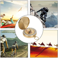 Boussole lumineuse portable en laiton avec logo personnalisé, style montre de poche, pour randonnée, camping, outil de navigation avec couvercle