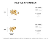 Boucles d'oreilles tendance en argent sterling S925 plaqué or 18 carats, motif étoile et fleur |   Pierres facettées serties de clos, à visser, pour cadeau de fête
