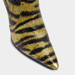 Kalın sivri burun Stilettos diz-yüksek kadın kaplan şerit batı moda çizmeler rahat yumuşak kış sonbahar bahar için - Product Image 2