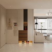 Meuble à chaussures moderne sur mesure pour entrée, unité de rangement intégrée pour buanderie avec banc, système de placard de hall d'entrée de qualité ENF