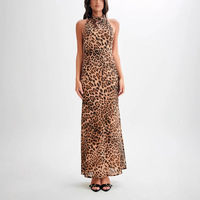 Robe de soirée sexy respirante sans dos, sans bretelles, à imprimé léopard, pour femmes en été