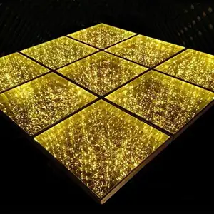 Vendita calda 3D Mirror Stage Floors Golden Infinity pista da ballo portatile fai da te per la festa di nozze