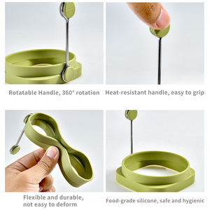 Silicone trứng nhẫn với xoay xử lý chịu nhiệt Omelette khuôn và poacher công cụ có thể gập lại ăn sáng nhà bếp nướng công cụ - Product Image 4