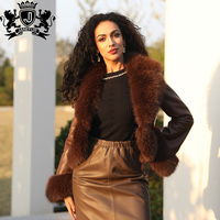 Blazer coupe-vent en similicuir PU à revers crantés pour femme avec logo personnalisé, marron vintage, fermeture éclair, pour le bureau ou la ville