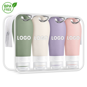 BPA Free Portable Silicone Travel Bottle Set with Carabiner Leak Proof Refillable <b>Shampoo</b> Lotion Containers Custom Logo - Product Image 1