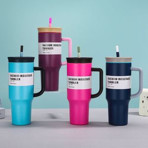 Taza de Gran Capacidad de 40 oz, Aislada al Vacío, de Acero Inoxidable 304/201, con Asa y Pajita, Portátil, para Auto, Oficina, Viajes, Regalo, Personalizable - Product Image 3