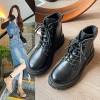 Nouvelle Arrivée 2026 Bottines Femme à Plateforme Épaisse Bottes Martin à Lacets Décontractées Tendance pour Usage Quotidien