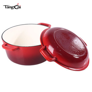 Marmite hollandaise <span class=keywords><strong>en</strong></span> <span class=keywords><strong>fonte</strong></span> émaillée 2-<span class=keywords><strong>en</strong></span>-1 de 5QT, solution de cuisson polyvalente populaire pour la cuisson du pain au levain, qualité supermarché - Product Image 4