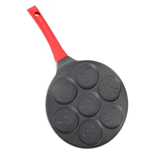 China Supplier 7 hole omelette pan Smiley Face pattern Pancake Non-stick Waffle baking Breakfast cookie omelette Egg fry pan