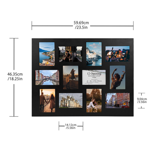 Cadre <span class=keywords><strong>photo</strong></span> mural en bois noir fait main, écologique, à 12 ouvertures, pour affichage <span class=keywords><strong>de</strong></span> plusieurs photos 4x6, décoration intérieure - Product Image 4