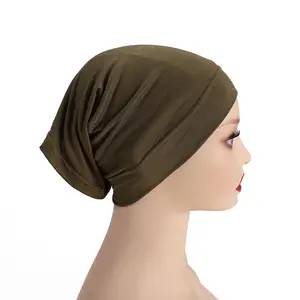 Modal monochrome Malaysia cap bottom cap high elastic silk cotton women's Arabic scarf hood beanie