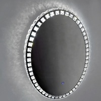Nouveau design Miroir mural de luxe rond en cristal pour salle de bain de haute qualité