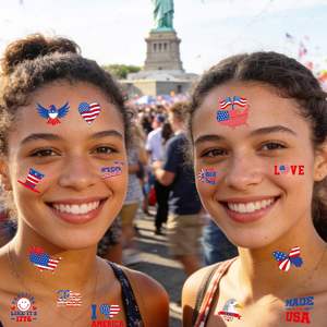Tatuajes Temporales con la Bandera Estadounidense para el 250 Aniversario de EE. UU. en 2026, Pegatinas Faciales para Fanáticos del Fútbol Americano - Product Image 4