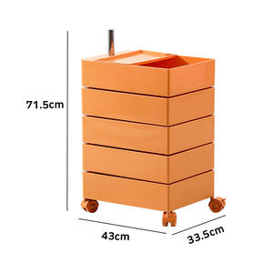 Armoire de rangement en plastique minimaliste moderne 43x33.5x71.5cm 5 tiroirs Meuble de salon mobile - Product Image 5