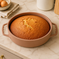Moule à gâteau cylindrique profond en silicone avec cadre métallique renforcé et doubles poignées