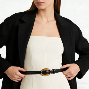 <span class=keywords><strong>Ceinture</strong></span> fine en <span class=keywords><strong>cuir</strong></span> pour <span class=keywords><strong>femme</strong></span> avec <span class=keywords><strong>boucle</strong></span> ardillon en alliage, style coréen, polyvalente pour jeans, robes, costumes et pantalons - Product Image 2
