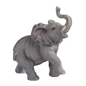 Nuovo prodotto all'ingrosso personalizzato in piedi a piedi figurina di elefante con tronco su e giù scultura animale statua di elefante in resina