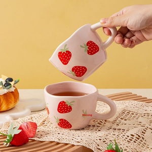 Custom <b>Ceramic</b> <b>Mugs</b> High Aesthetic Value Cute Strawberry Design Cartoon Style High Temperature Resistant Dishwasher Safe - Product Image 2
