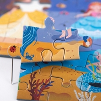 Rompecabezas de Papel Cuadrado de Cuentos de Hadas, Escena de Princesa, Sirena y Elfo, Impresión con Pigmentos a Base de Agua, Corte a Presión, Recubrimiento Suave, Fibra Gruesa
