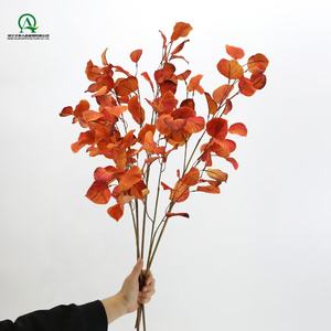 Искусственные осенние ветки листьев осины длинный стебель листвы растения оранжевые листья Спрей для вазы стол домашний коттедж украшение - Product Image 3