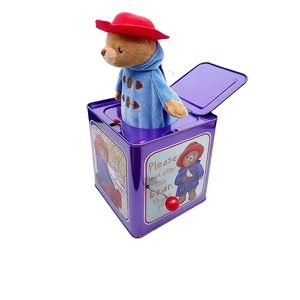 Boîte à musique en métal en gros, motif <span class=keywords><strong>Petit</strong></span> <span class=keywords><strong>Chaperon</strong></span> <span class=keywords><strong>Rouge</strong></span> et ours en peluche, jouet animal en peluche à manivelle, boîte carrée universelle en métal - Product Image 4