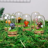 Vente en gros de bouteilles en verre champignon sculpté en cristal naturel ornements de jardin décoration intérieure spirituelle