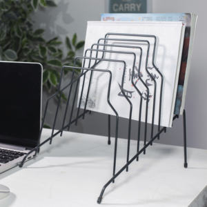 Organisateur de bureau à domicile avec trieur de fichiers en métal à 8 colonnes Treillis métallique <span class=keywords><strong>CD</strong></span> DVD Porte-revues Design incliné - Product Image 4