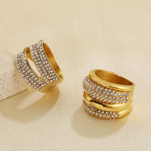 Anillo Unisex <span class=keywords><strong>de</strong></span> Acero Inoxidable <span class=keywords><strong>de</strong></span> Lujo Ligero, Estilo Hip Hop/<span class=keywords><strong>Rock</strong></span>, Chapado en Oro <span class=keywords><strong>de</strong></span> 18K <span class=keywords><strong>con</strong></span> Diamantes, Nuevo Diseño Transfronterizo entre Europa y Estados Unidos - Product Image 5