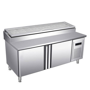 Mesa de preparación de pizza refrigerada comercial Mesa de preparación de acero inoxidable Banco de trabajo de pizza fácil de mantener y limpiar para <span class=keywords><strong>restaurante</strong></span> - Product Image 1