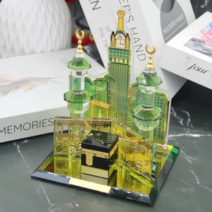 Décoration de bureau en verre cristal, style Palais Royal, Cité Sainte, Roi d'Arabie Saoudite, artisanat musulman, ornement souvenir durable pour usage intérieur - Product Image 1