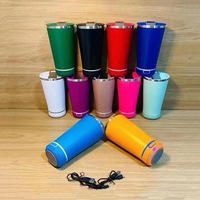 Tumbler Musik Nirkabel Pintar Berinsulasi Baja Tahan Karat 2025 dengan Bluetooth 16oz/20oz Speaker Gelas Mobil dengan Pembuka Botol