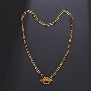 Collar de cadena grande de acero inoxidable con forma de bambú, Gargantilla Simple de 316L con <span class=keywords><strong>cierre</strong></span> de barra en T O Clip de palanca - Product Image 5