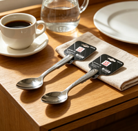 Ensemble de couverts de table en acier inoxydable 410 avec logo personnalisé, finition miroir argentée classique, durable et éco-responsable, pour la maison