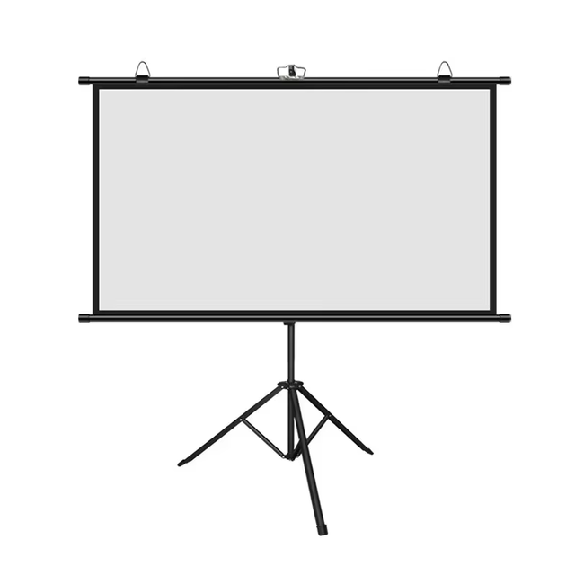 100 Inch 16:9 Outdoor Indoor Portable Foldable Projector Screen Fiberglass Fabric Tripod Stand Matte White for Meeting Rooms