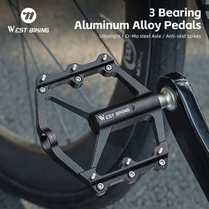 WEST BIKING-Pédales de <span class=keywords><strong>vélo</strong></span> à 3 roulements en alliage d'aluminium, antidérapantes et lisses, avec clous antidérapants - Product Image 6