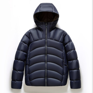 Chaqueta de Invierno 2025 <span class=keywords><strong>para</strong></span> Hombre, 90% Impermeable, de Pana, con Capucha, Cuello Alto, Color Sólido, Holgada, Gruesa, Cálida, Informal, con <span class=keywords><strong>Cierre</strong></span> de Cremallera, 100g-150g - Product Image 2