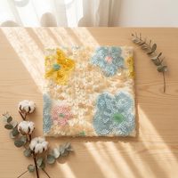 Tissu en dentelle brodée de fleurs de prunier multicolores avec perles et sequins, 100% polyester 60 g/m², pour vêtements de filles et garçons, articles en stock