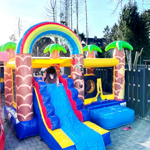 Castillo inflable comercial para niños, con tobogán, para fiestas de cumpleaños en el patio trasero, tipo jungla, para exteriores. - Product Image 1