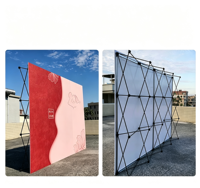 Mur d'images pliable personnalisé en tissu tendu pour stand de salon professionnel – Installation facile, réutilisable, toile de fond d'exposition