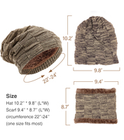 Gorro de invierno sólido de alta calidad, conjunto de bufanda, gorro de punto cálido, forro polar grueso, calentador de cuello, pasamontañas para hombres y mujeres para deportes