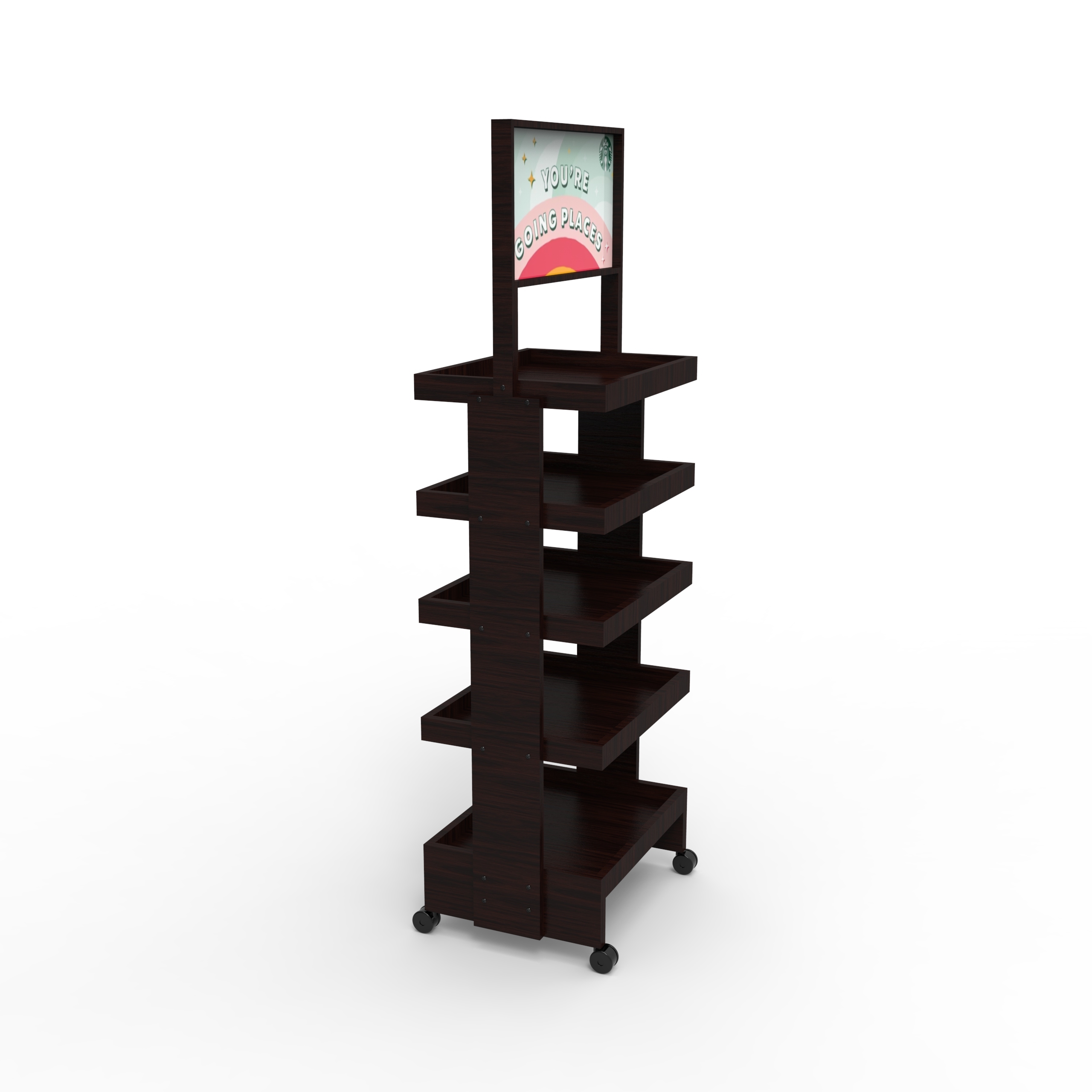 Shopping Mall Supermarket Wooden Display Rackfour Layers Shelf Display Stand Customized — view 5