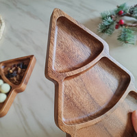 Plateau de service en bois d'acacia écologique en forme de sapin de Noël, assiette à fruits festive, plateau à collations, décoration de fête, hôtel