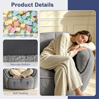 Canapé pouf surdimensionné en fausse fourrure beige de 44,29 pouces, fauteuil paresseux confortable pour adultes, idéal pour la chambre et les petits espaces
