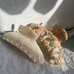 Barrettes à cheveux en acétate effet écaille de tortue, grande taille, texture marbrée, haute qualité, pour femmes et filles. - Product Image 3