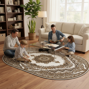 Tappeto Moderno Classico di Design <span class=keywords><strong>a</strong></span> Pelo Lungo e Spesso per Hotel 5 Stelle, Tappeto Ovale in <span class=keywords><strong>Lana</strong></span> e Seta Fatto <span class=keywords><strong>a</strong></span> <span class=keywords><strong>Mano</strong></span> per Lobby, Nuovo Grande Tappeto per Soggiorno - Product Image 5